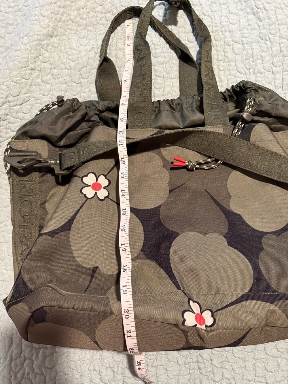 FARM RIO Olive Floral Tote Bag Red Accents - Like New - Picture 12 of 14